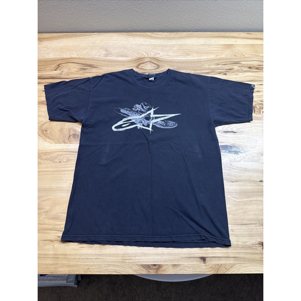 Vintage Alpinestars Men's Black Logo Graphic Short Sleeve T-Shirt Size Large